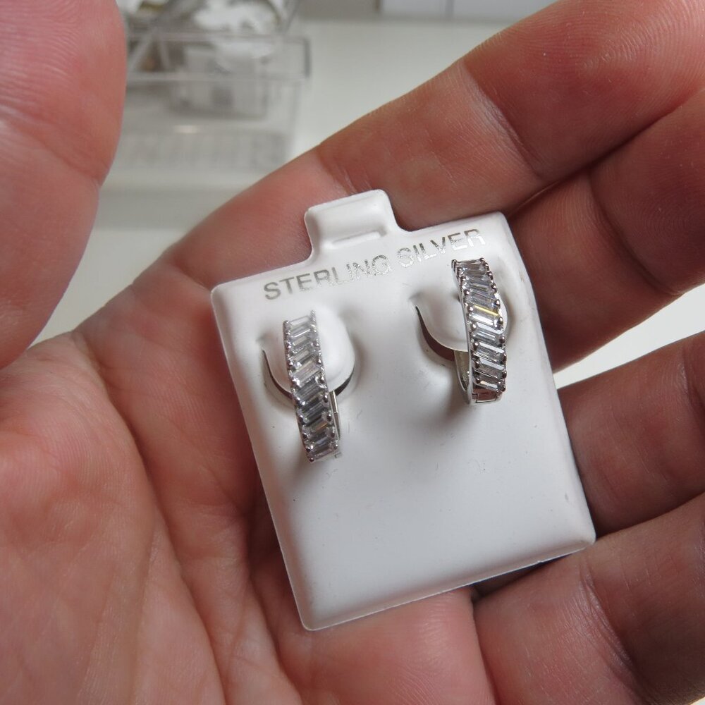 Sterling Silver Earring Hand Crafted Huggies Hoops